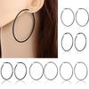 Female Girl Women Fashion Gold Silver Black Big Circle Earrings Hoops Clip On Ear Without Piercing