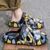 Summer Men's Shoes Graffiti Hole Shoes Beach Bag Toe Thick Sole Heightening Sandals Outdoor Cool Slippers EVA4.0