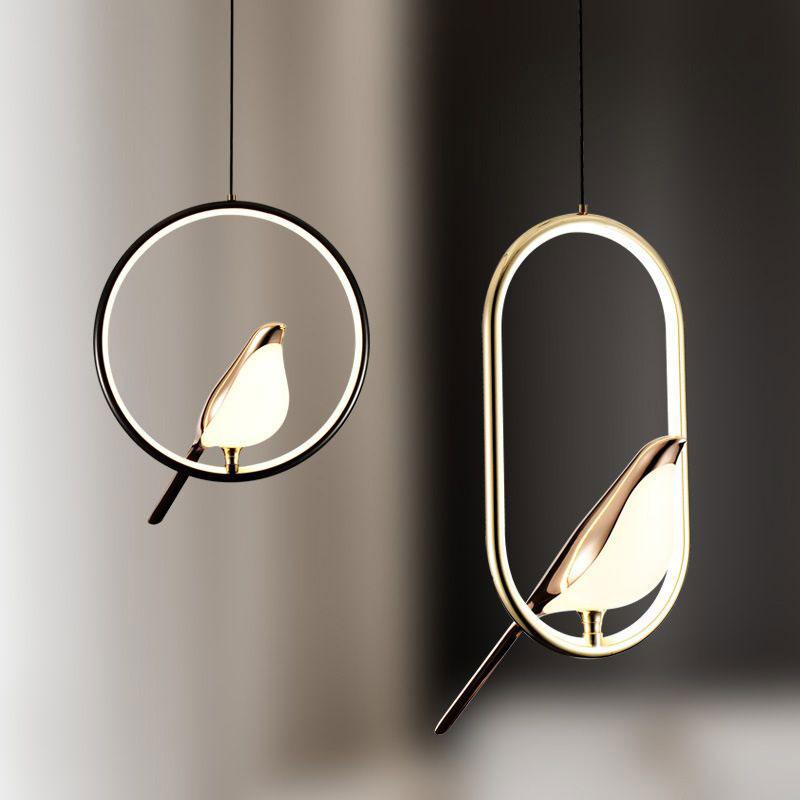 Nordic Magpie Bird LED Cord Подвесные светильники для спальни, черные, серебристые, подвесные светильники, люстра, лампа для дома, AC85-265V