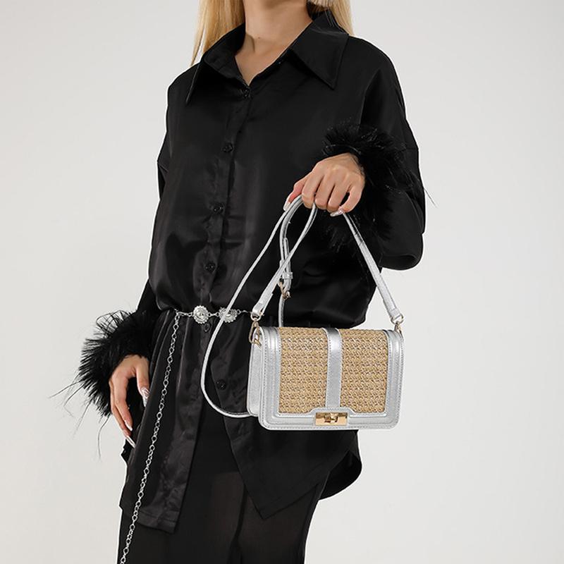 Квадратные летние соломенные плетеные сумки-клатчи для женщин, сумки через плечо, повседневные пляжные сумки-мессенджеры из ротанга для путешествий