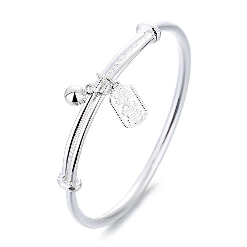 Zuyin S999 Hollowed Out Plaque Wealth Bell Bracelet with New Chinese Style Versatile Women's Push-pull Pure Silver Bracelet As A Gift for Girlfriend