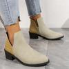 Ankle Boots for Women 2024 New Autumn Pointed Low-heeled Women Shoes Patchwork Female Boot Concise Square Heel Chelsea Boots