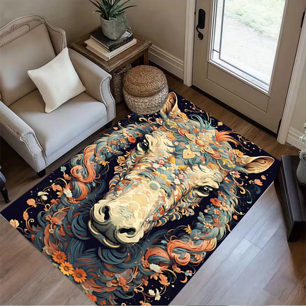 1pc Home Carpet with floral design rug non slip for office decor and bedroom gift ideas