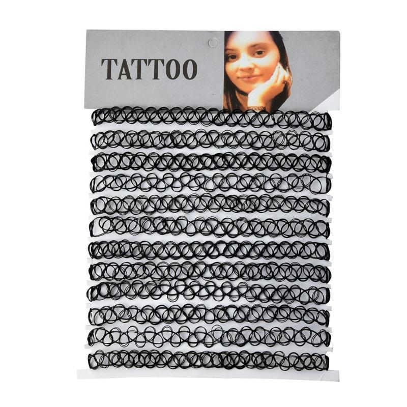 12Pcs Sell Vintage Hippy Stretch Tattoo Choker Necklace Elastic Chocker Necklace Fishing Line Tattoo Necklace Elastic