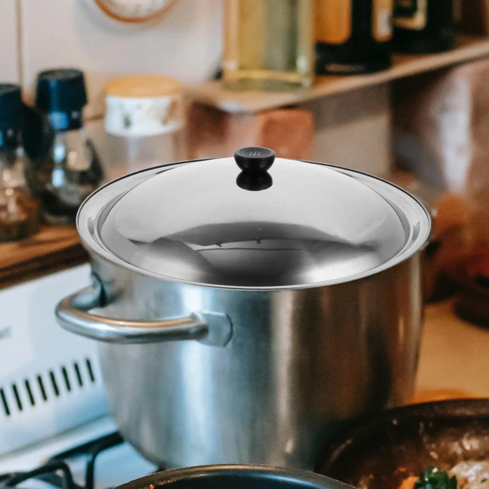 Black Plastic Knob Wok Cover 28/30/32cm Frying Pan Lid Replacement Stainless Steel Pot Lid Hotel