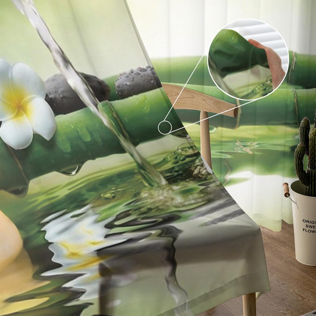 Дзен-камень, зеленый бамбуковый лес, прозрачные шторы для гостиной, вуаль, занавеска для спальни, ванной комнаты, тюлевые шторы, оконные шторы