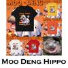 Moo Deng Tiny Baby Hippo Star Thailand Halloween Cute Pygmy Hippo Unisex Men Women Kid T-Shirt Print Short Sleeve Round Neck