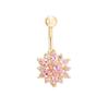 1Pc Gold Plated Rhinestone Body Piercing Belly Ring Bars Barbells Button Navel Flower Cluster