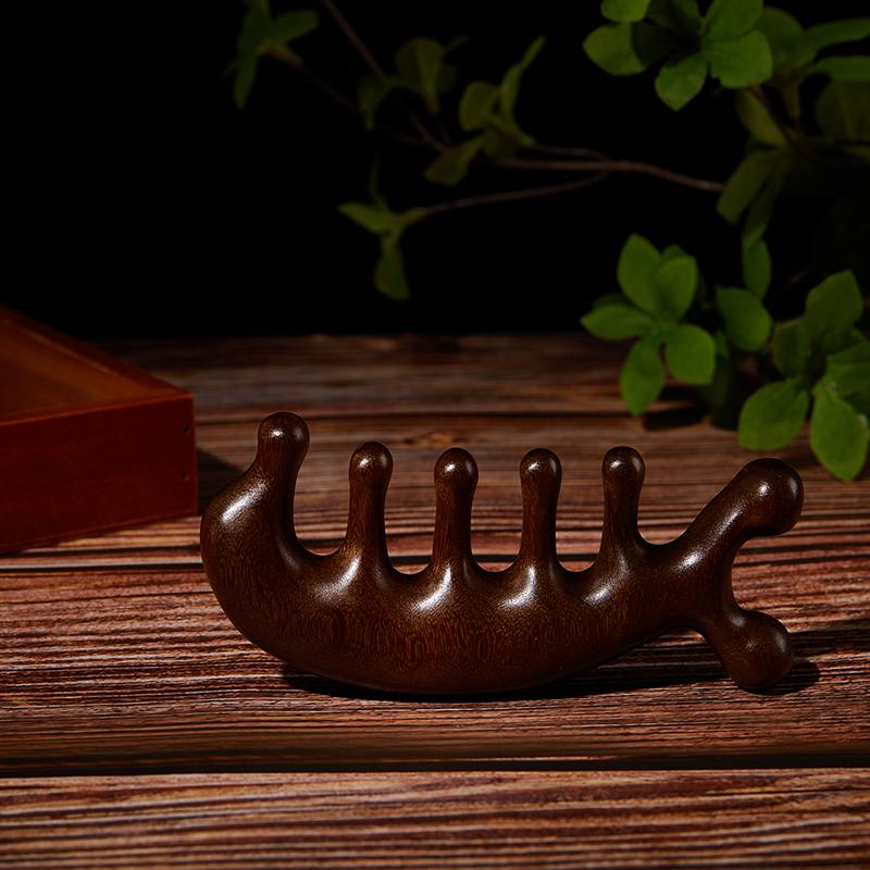 1 шт., массажная расческа для меридианов головы, сандаловое дерево, антистатическая расческа с пятью широкими зубьями