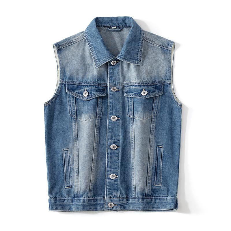Новая рабочая джинсовая куртка мужская весенне-осенняя американская ретро свободного кроя весенняя джинсовая куртка-жилет