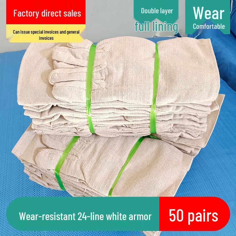 Прочные противоскользящие рабочие перчатки из брезента – надежная двухслойная защита для строительных и сварочных работ.