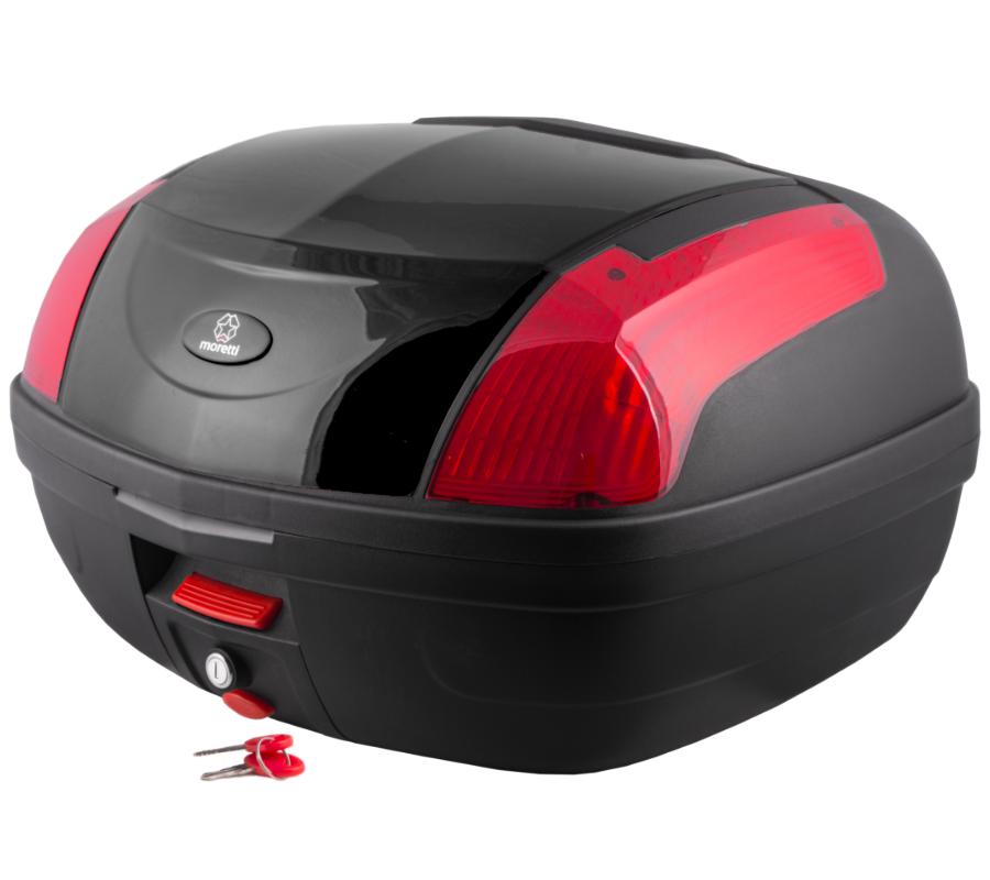 Kufer Moretti Mr-889, 46 L., Czarny Połysk, Czerwony Odblask