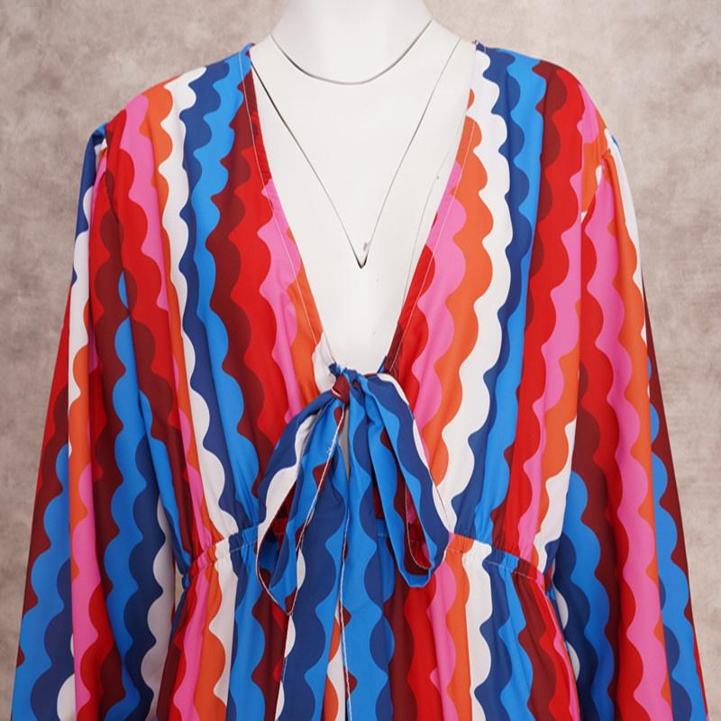 EDOLYNSA Bikini Cover-ups Sexy Bowknot Summer Vacation Maxi Dress Tunic Women Clothes Beach Wear Swim Suit Cover Up Q1466