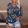 Женский модный повседневный топ на пуговицах с длинным рукавом и цветочным принтом, v-образным вырезом и пуговицами