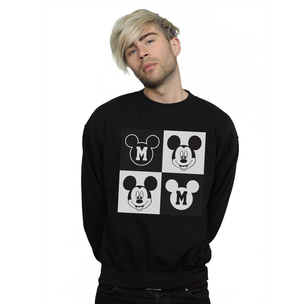 Disney Mens Mickey Mouse Smiling Squares Sweatshirt