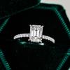 S925 Sterling Silver Rectangular Cut Engagement Ring - 1/2/3 Carat D Color VVS Moissanite Half Eternity Band Jewelry for Women