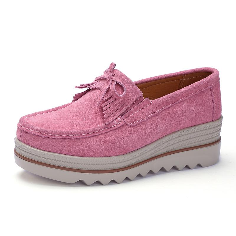 Spring Autumn Women Platform Shoes Ladies Loafers Genuine Leather Comfort Soft Moccasins Casual Flats Shoes Slip On Sneakers