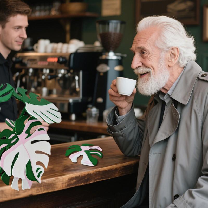 Multifunctional Faux Monstera Coasters No Drilling Required Prevents Water Rings And Heat Damage Perfect For Hot Or Cold Drinks