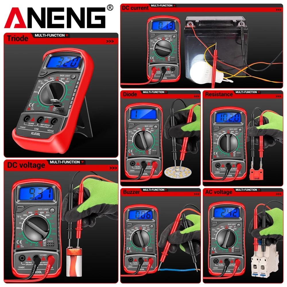 ANENG XL830L AC/DC Multimeter Voltage Meter 1999 Counts Ammeter Mini hFE Transistors Tester Ohm Measuring Tools