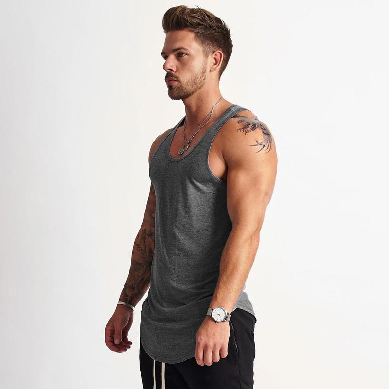 Muscleguys Летняя мужская майка для бега и фитнеса, облегающая, модный тренд, для движения, фитнес, майка с круглым вырезом, топы