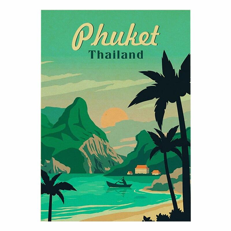 Винтажные металлические таблички с городами и пейзажами для путешествий Италия Япония Таиланд Таити Ретро-постеры для декора дома, бара, паба, клуба