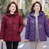 Mom Winter Down Cotton-padded Clothes In the Elderly Female Mother Piled Thickened Cotton-padded Jacket Old Lady Hooded Cotton-padded Jacket