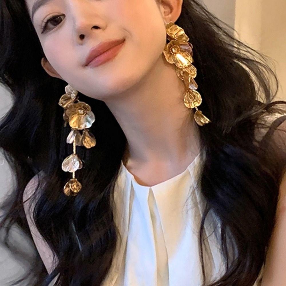 Преувеличенные женские серьги Темпераментные серьги-гвоздики Серьги с длинной кисточкой в виде большого цветка Ювелирные подарки