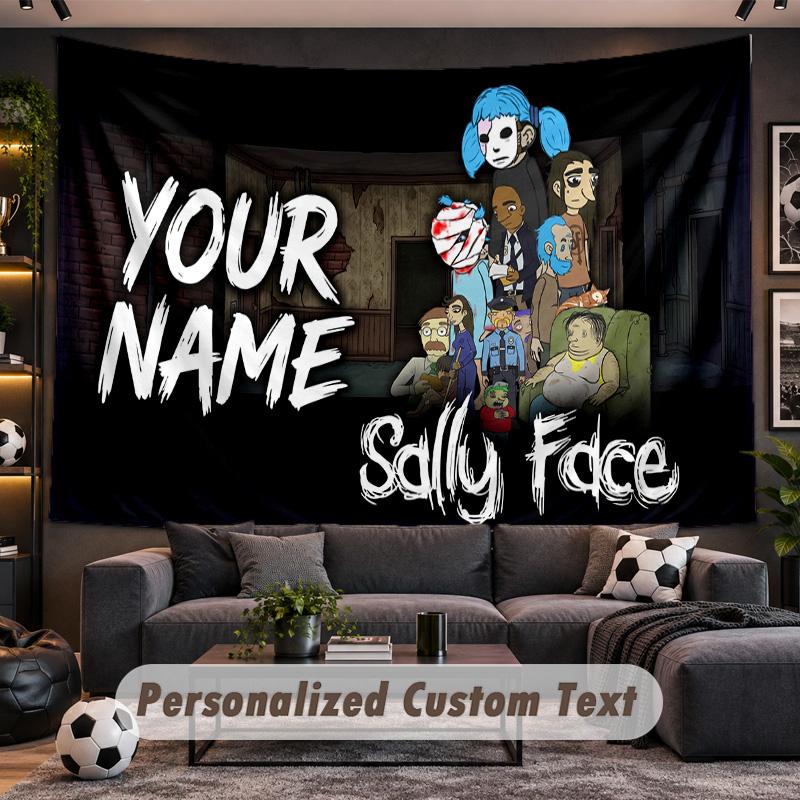 Sally Face Personalized Tapestry Support Custom Name, Wall Art Home Decoration