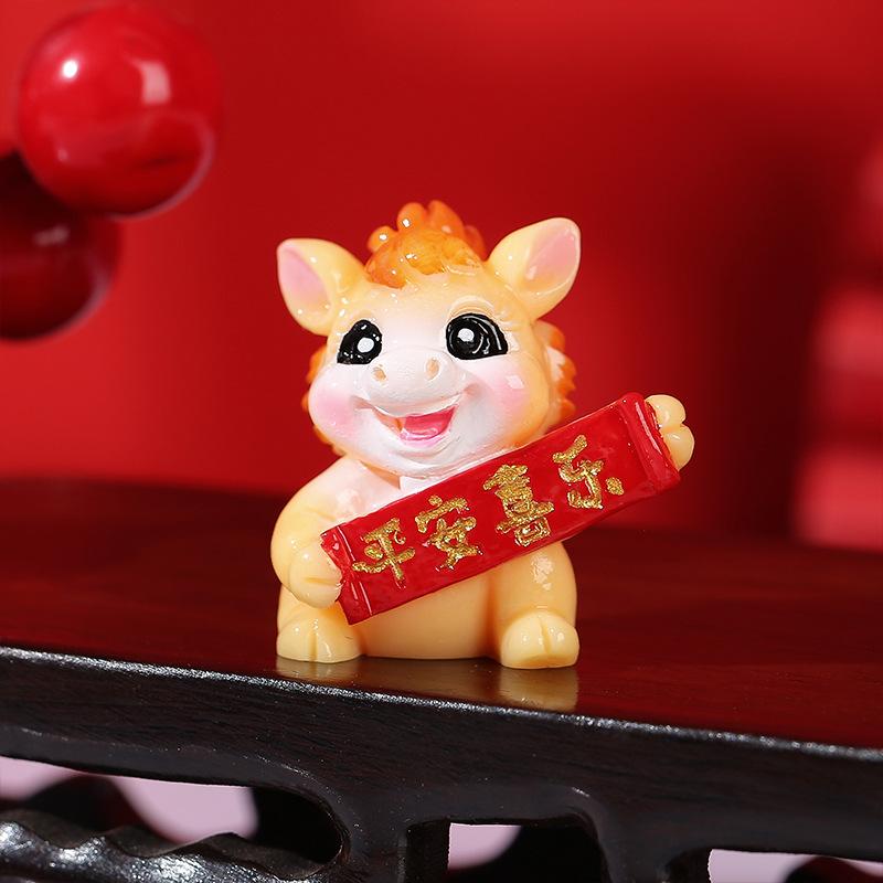 1/2 шт. Реалистичная фигурка-талисман в виде лошади по знаку зодиака из смолы, 2026 год Лошади, декоративные китайские миниатюрные фигурки лошадей