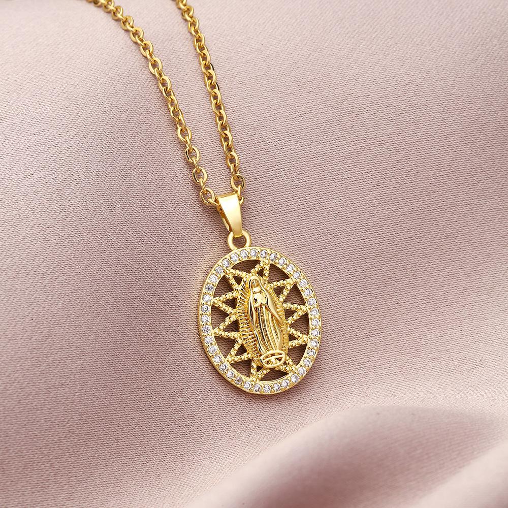 BLINGBAY женское ожерелье с подвеской, модные ювелирные изделия, ожерелье Девы Марии, женская цепочка из медного циркона из нержавеющей стали, модная цепочка на ключицу