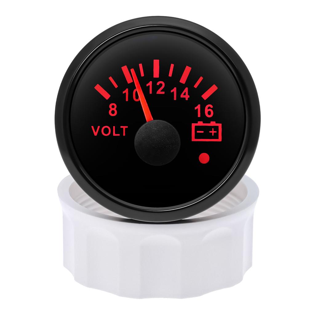 AD 52mm Voltmeter with Alarm Light Volt Meter Gauge Voltage for Marine Car Caravan Boat Camper RV Truck 12v Voltmeter Ammeter