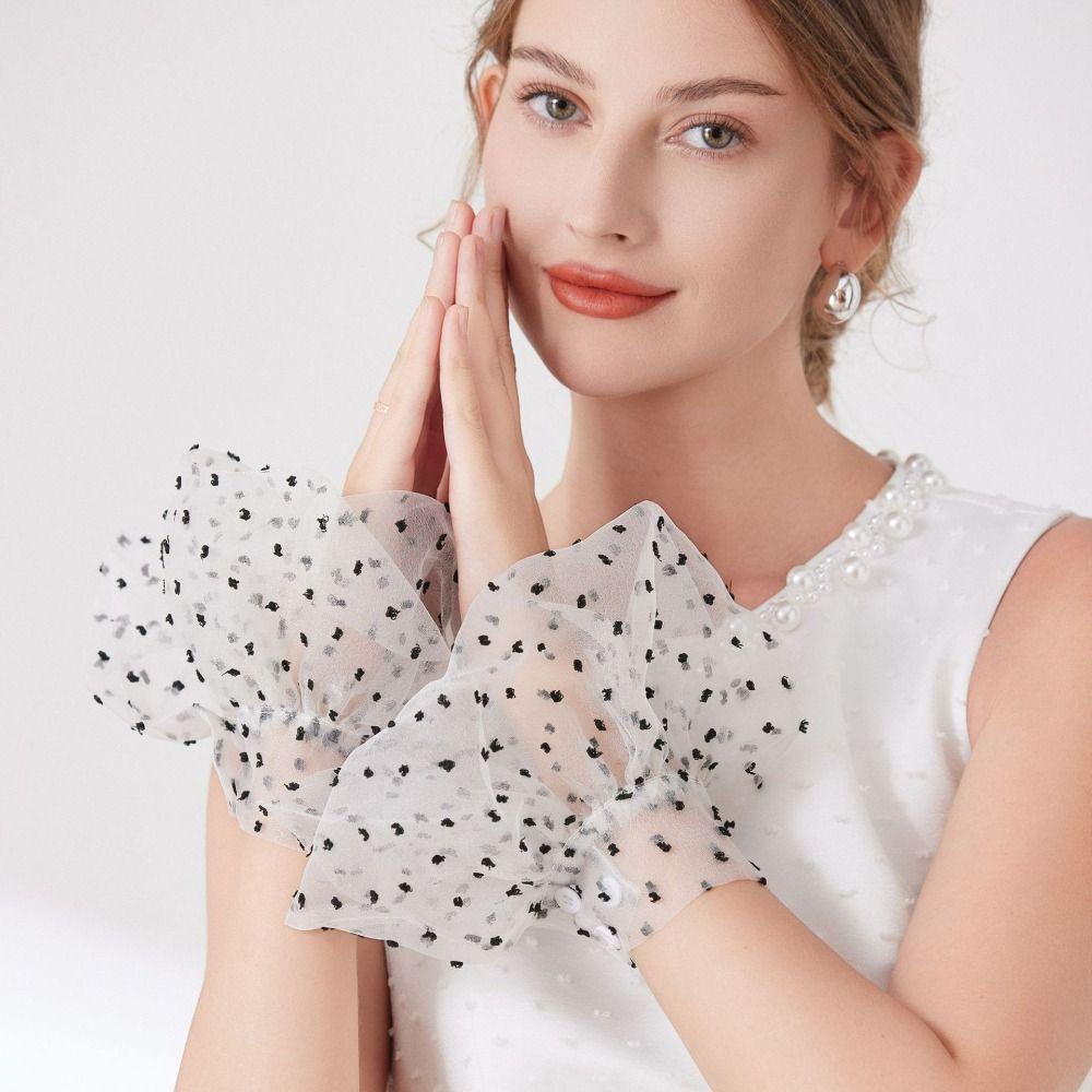 Flower Elastic Sleeve Cuffs Double Layer False Cuff Sleeve Lace Fake Cuffs Sweater Decorative