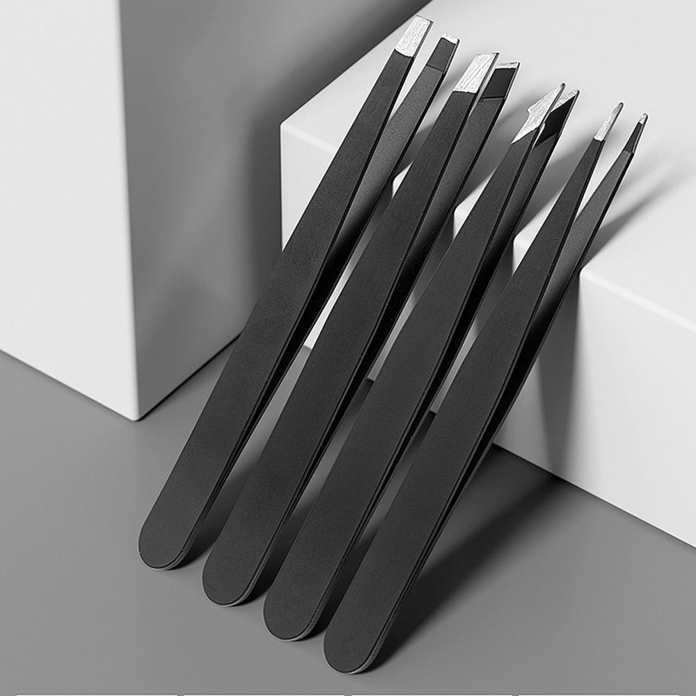 4Pcs/Set Premium Stainless Steel Precision Tweezers Beauty Brow Grooming Tool Set  Travel Use