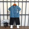 Детский костюм с короткими рукавами для мальчиков в китайском стиле, летний костюм для детей в стиле Тан, этнический детский хлопковый и льняной ханбок, классная одежда