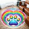 1pc Rainbow paw print Round Chair mat Area Rug - Non-Slip, Floor Mat for Office, Bedroom, and Indoor Decor -1002113
