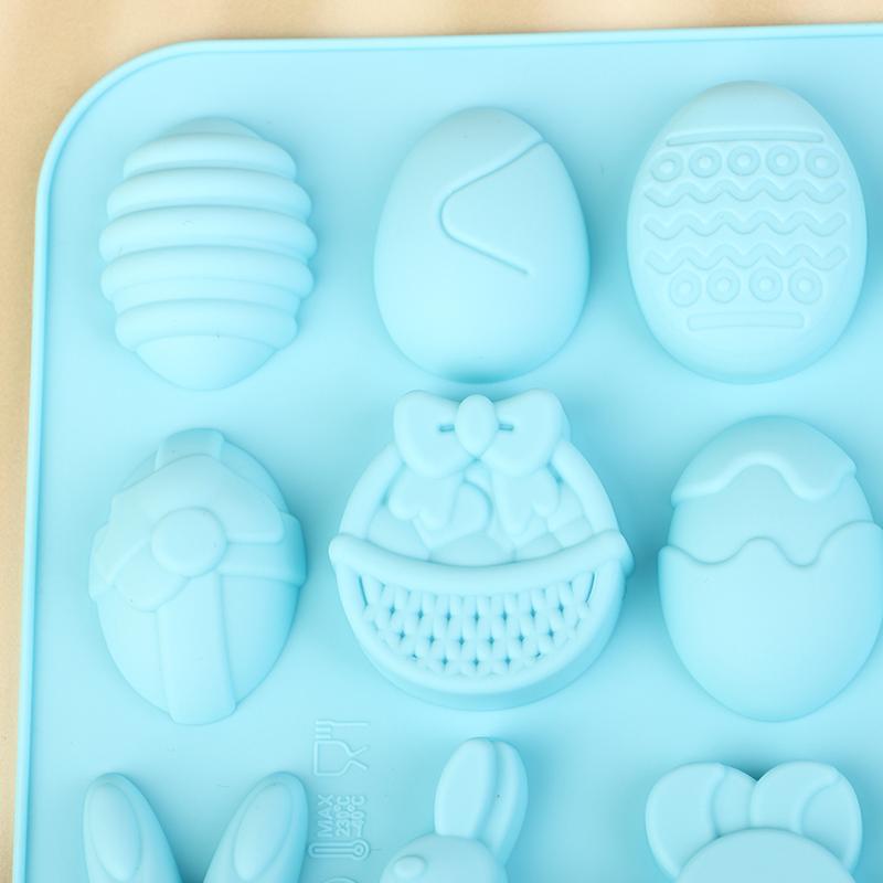 Easter Handmade Soap Mold Silicone Mold Easter Rabbit Bunny Colored Egg Mould For Diy Baking Jelly Pudding Chocolate Cake Tool