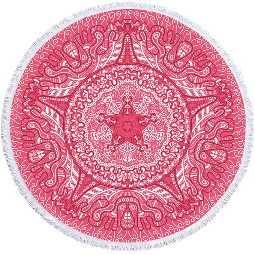 Круглое пляжное полотенце с геометрическим узором «Мандала» с кисточками из микрофибры «Богемия», банное полотенце для душа для взрослых, коврик для пикника и йоги, одеяло, накидка