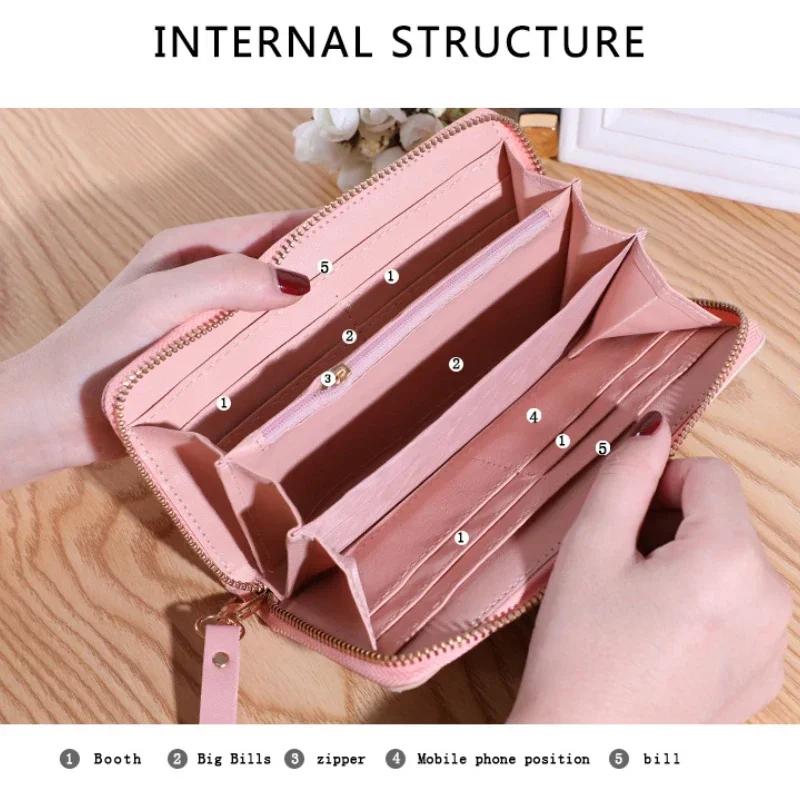 Fashion Zipper Long Wallets Womens Long Coin Money Purses Handbags Coin Purse Cards Holder PU Leather Wallet
