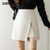 Autumn and Winter Women's Skirt PU Leather Short Skirt Irregular Open Fork Thin Design High Waist A Word Package Hip Skirt