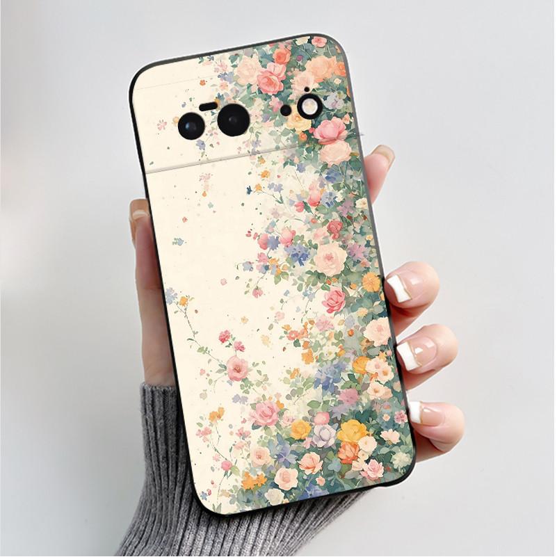 For Google Pixel 6 / Pixel 6 Pro Case Luxury Fashion Butterfly Flowers Black Soft TPU Silicone Back Cover Pixel6 6Pro Phone Case