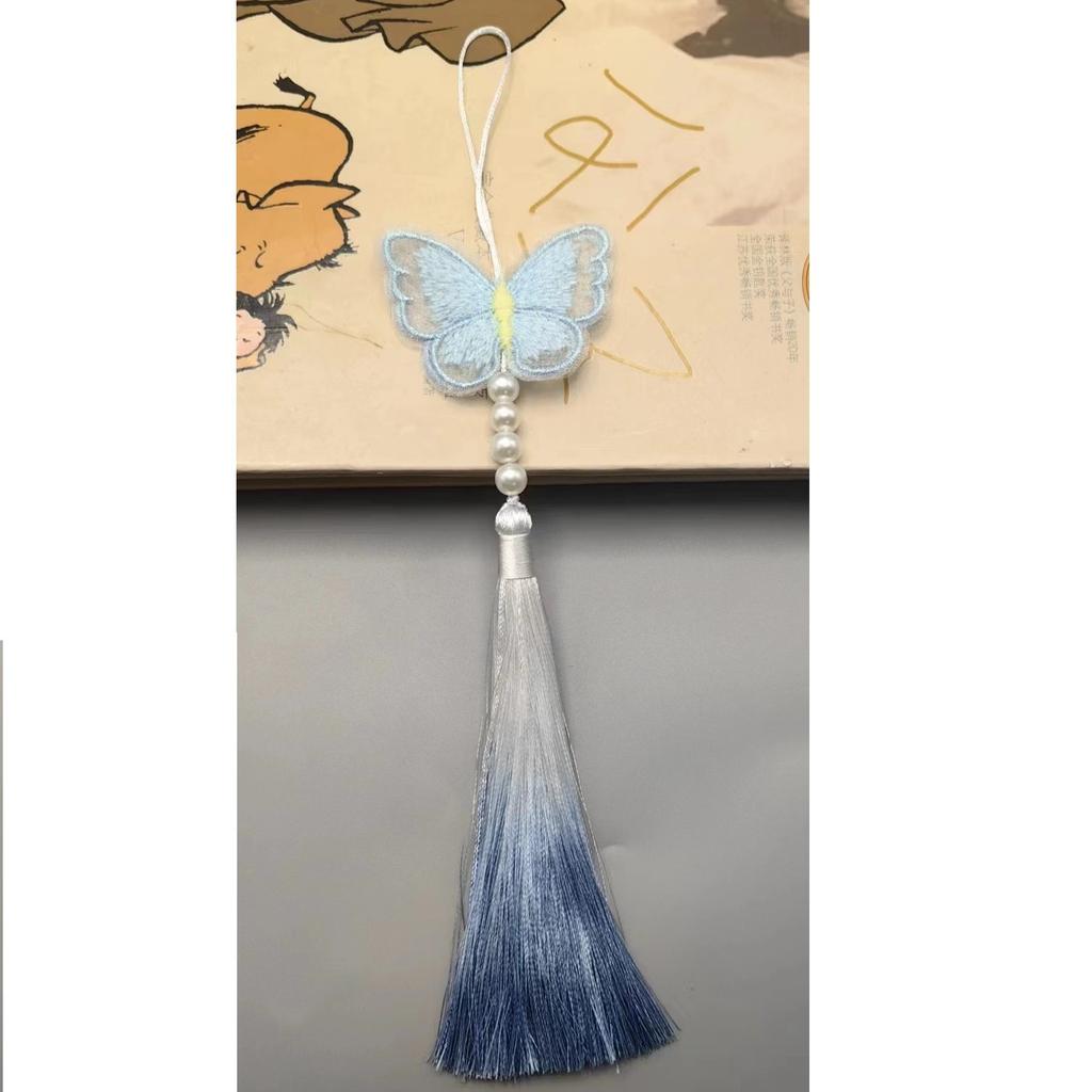 Chinese Classic Tassels Delicate Ethnic Style Flower Metal Frame Pendants DIY Handicraft Ornaments Key Ring Decoration