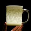 Dehua ceramic relief suet jade personal teacup with lid office cup household water cup kung fu tea set gift set