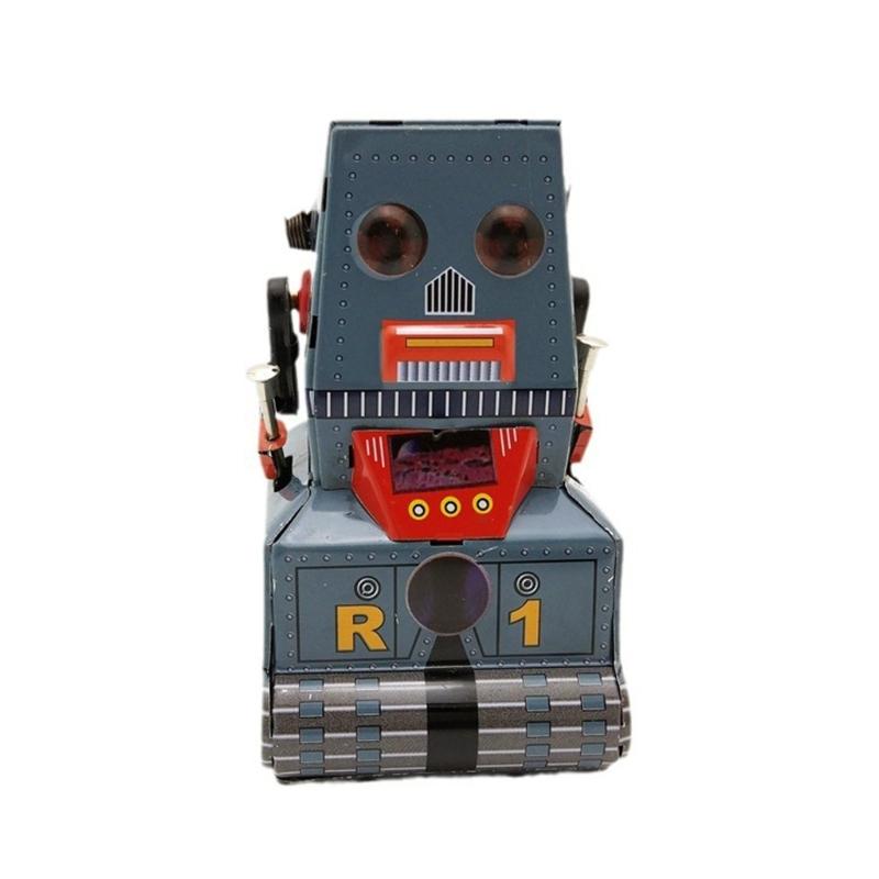 Novelty Windup Model Robot Toy Fun Walking Robot Figurine Children Birthday Gift Iron Tin Toy Theme Event Decoration
