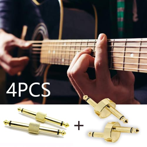DanYun Effector Connecting Plug Crank Set of 4 6.35mm Patch Cables, Pure Copper, High Transmission Efficiency, for Guitar, Effects Pedal, Shielded Boa