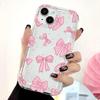 Розовый Чехол с Бантиком для IPhone 16 16E 15 14 13 12 11 Pro Max Для Iphone 16E XR XS 7 8 Plus Мягкий ТПУ Противоударный Прозрачный Чехол
