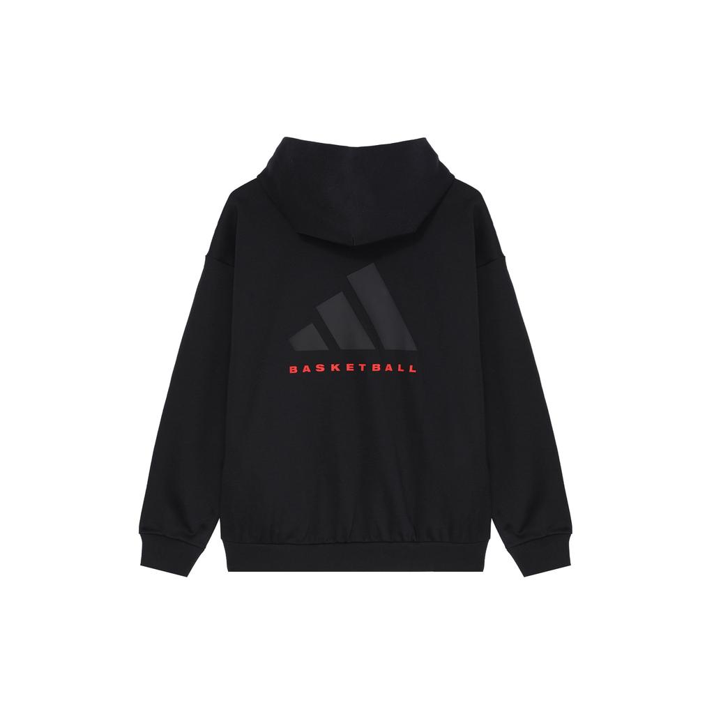 adidas Баскетбол FW24 Коллекция 2025 Глава 01 Флисовая толстовка с принтом-буквами Свободный крой Унисекс Пуловер-свитшот Черный Красный IZ4907