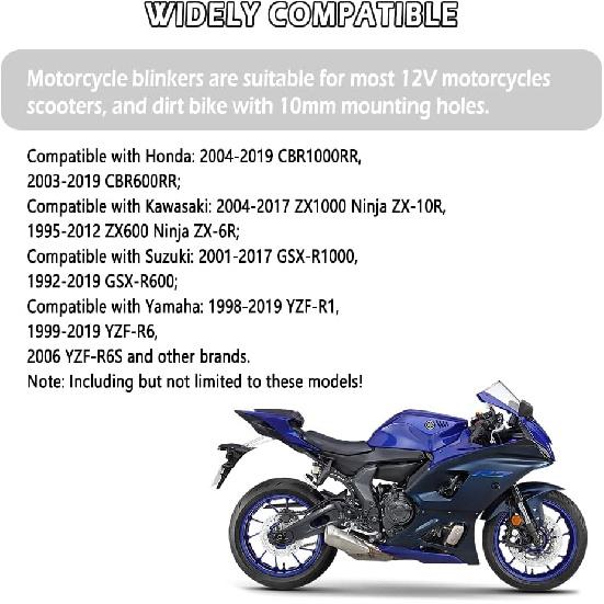 4PCS Motorcycle Turn Signals,14LED Front+Rear Motorcycle Blinkers With Cool Amber Lamp,12V Motorcycle Turn Signal Light Compatible With Yamaha