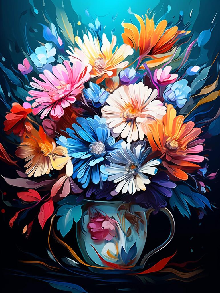 DIY Алмазная вышивка Цветок ромашки Рукоделие Картина Пион Ваза Стразы Картина Пейзаж Мозаика Настенный декор