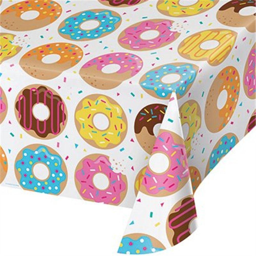 Rectangular Donut Tablecloth Plastic Donut Table Cover Birthday Party Party Decor