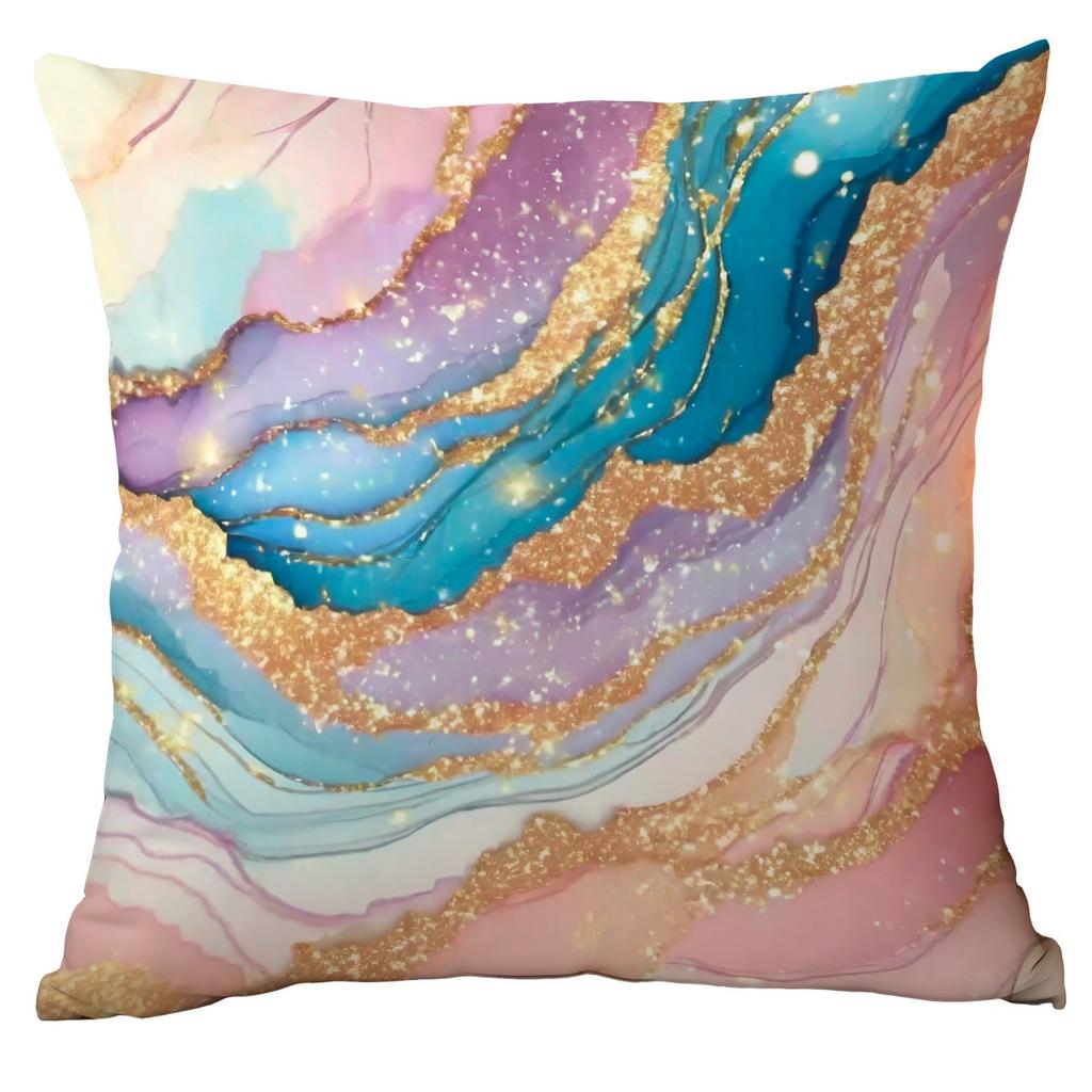 New Ins Style Pink Gilt Marble Polyester Pillowcase Home Sofa Cushion Cover